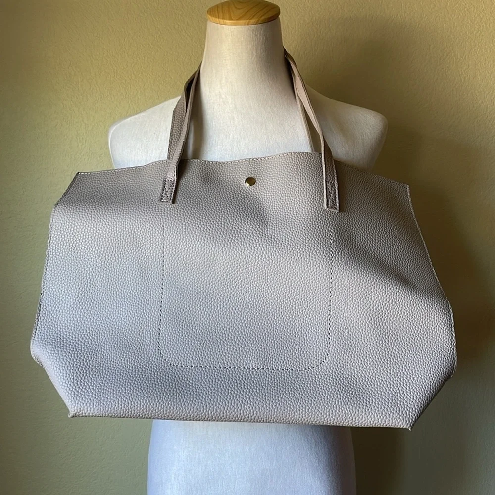 Vegan leather lavender tote bag